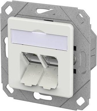 Metz Connect E-DAT C6A IDC Ethernet LAN Dose, 2 Port, UPk, Verkehrsweiß - Bild 1