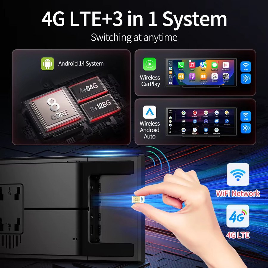 Imagebon 11,4 Zoll Android Dash Cam mit 4G LTE, 8 Kern Prozessor, 8+128GB Speicher, CarPlay & Android Auto sowie 24h Parküberwachung in Schwarz - Bild 2