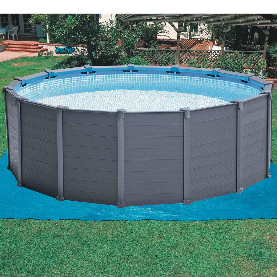 Intex Frame Pool Set rund in Graphit mit Sandfilteranlage, Abdeckung, Bodenplane und Leiter, Durchmesser: 478 cm, Höhe: 124 cm - Bild 4
