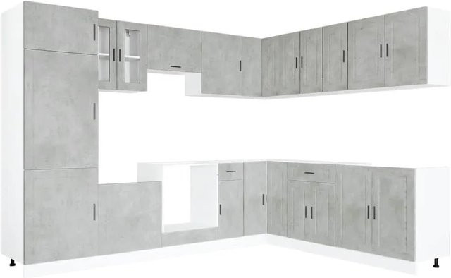 vidaXL Küchenschrank-Set Porto, 14-teilig, Betongrau - Bild 1