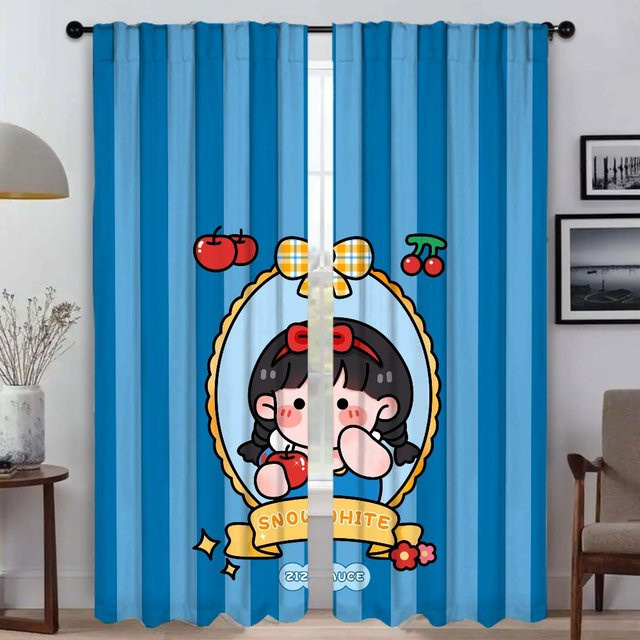 Modernes Wohnzimmer Vorhang Set mit Halloween-Dekoration von Household supplies MH, Blau, Breite: 50 cm, Höhe: 70 cm, 2 Stück - Bild 1