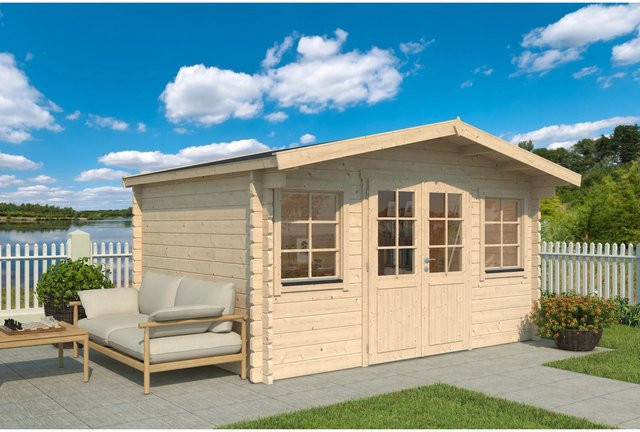 Fjordholz Gartenhaus Modell Sören 44 aus imprägnierter Kiefer in Braun und Beige - Bild 1