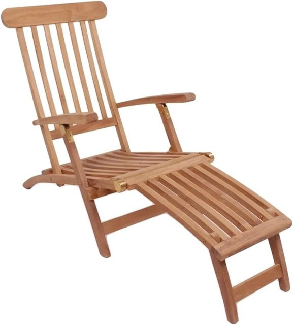 ebuy24 Alka Liegestuhl aus Teakholz Massiv in Braun mit Armlehnen - Bild 1
