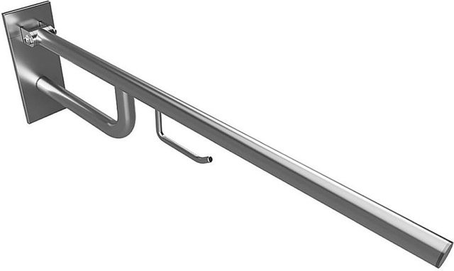 Brillantbad BELP Stützklappgriff mit Toilettenpapierhalter aus Edelstahl gebürstet in Silber, B/T/H: 10,3 x 25,3 x 85,0 cm, 120 kg Traglast - Bild 1