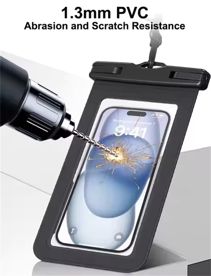 Newteneight 2-in-1 Wasserdichte Handyhülle mit Trageband und Armband als Trockentasche für iPhone in Schwarz - Bild 4