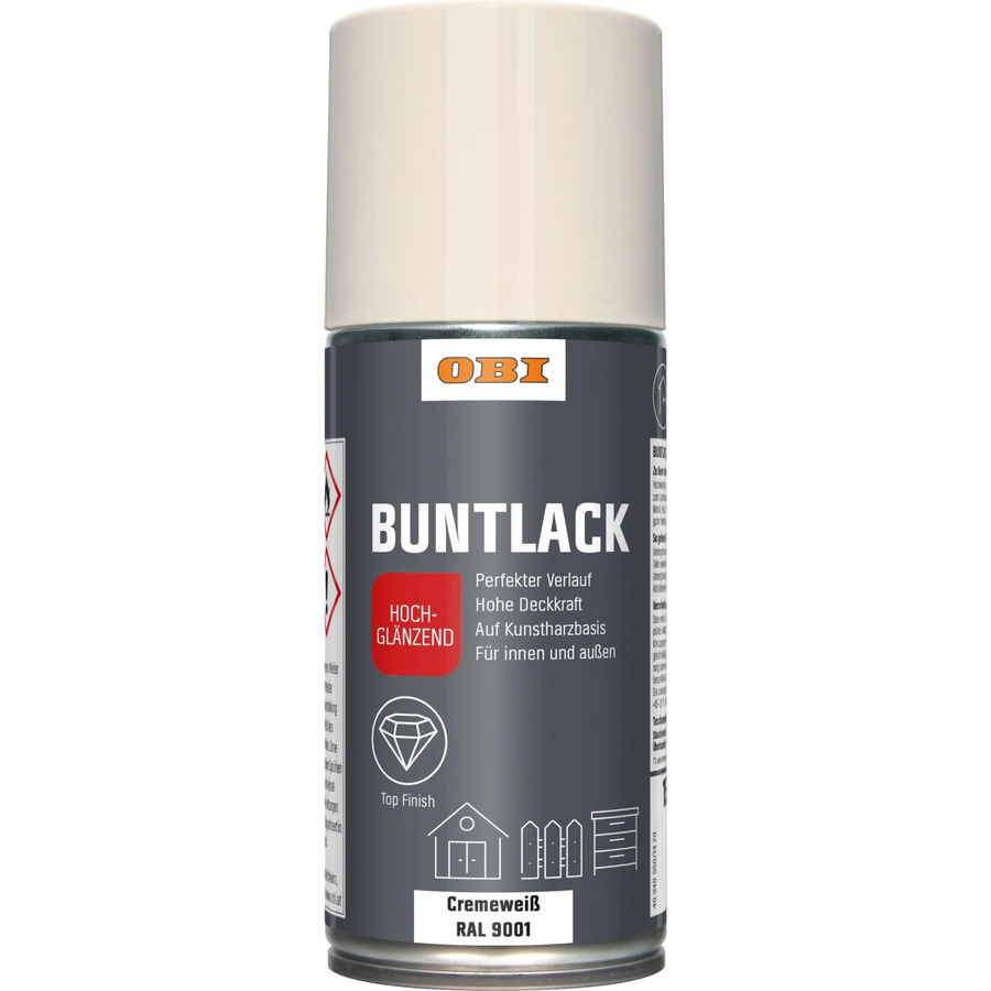 OBI Buntlack Spray RAL 9001 Cremeweiß hochglänzend 150 ml - Bild 2