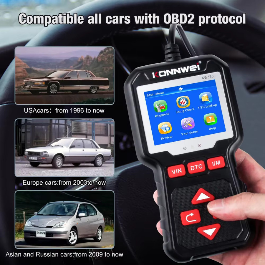 KONNWEI KW320 OBDII Auto Scanner Diagnose Werkzeug mit 2,8 Zoll TFT Display in Schwarz - Bild 3