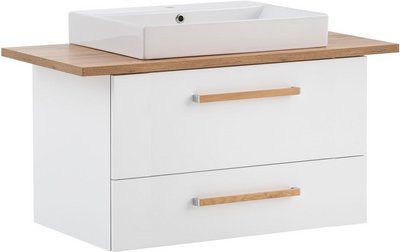 Schildmeyer Waschtisch Duo aus Keramik in Weiß, B/T/H: 102,2 x 61,5 x 50,0 cm - Bild 1
