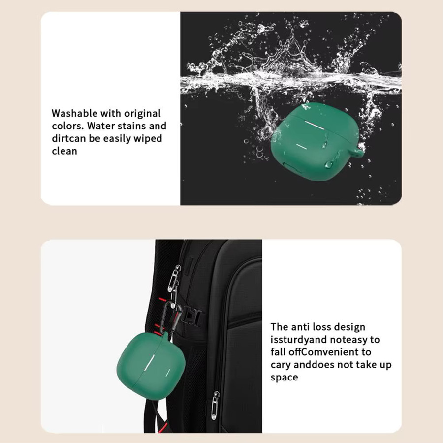 Xiaomi Silikon-Schutzhülle für Redmi Buds 8 Lite in Grün mit Karabiner, stoßfest und kabelloses Laden möglich - Bild 3