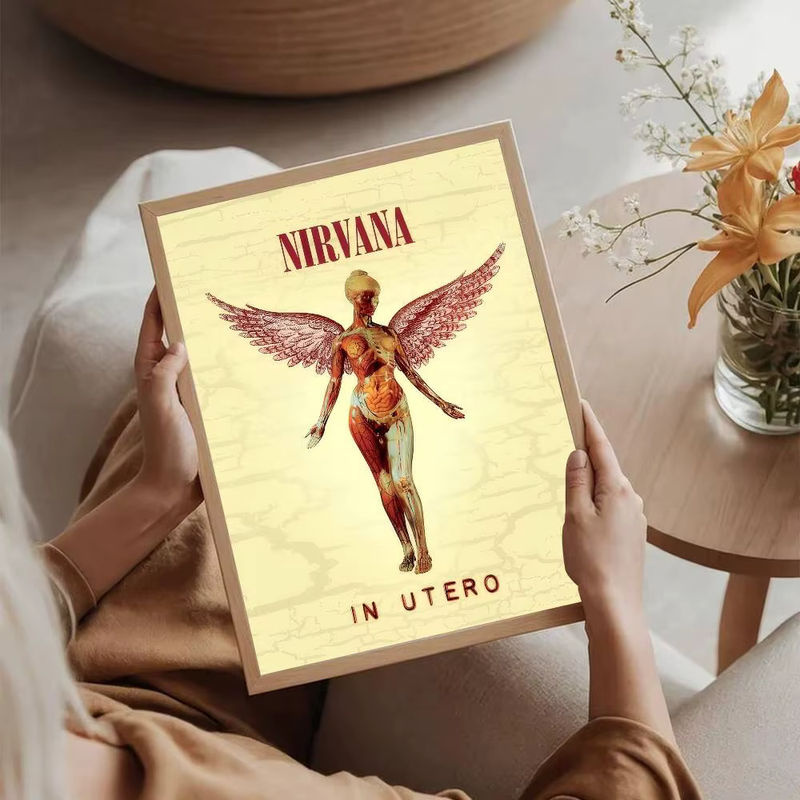Selbstklebendes Kunstposter Nirvana Album Wandkunst aus weißem Kraftpapier, B/H: 15 x 15 cm - Bild 4