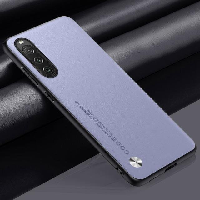Schlichte PU-Lederhülle für Sony Xperia 1 V und Sony Xperia 10 V in Lila mit mattem Finish und stoßfestem Silikon-Schutz - Bild 1