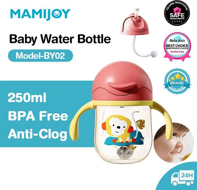 Auslaufsicherer Baby-Trinkbecher mit Doppelgriff und Klappdeckel, BPA-frei, Blau/Mehrfarbig, 250 ml - Bild 1