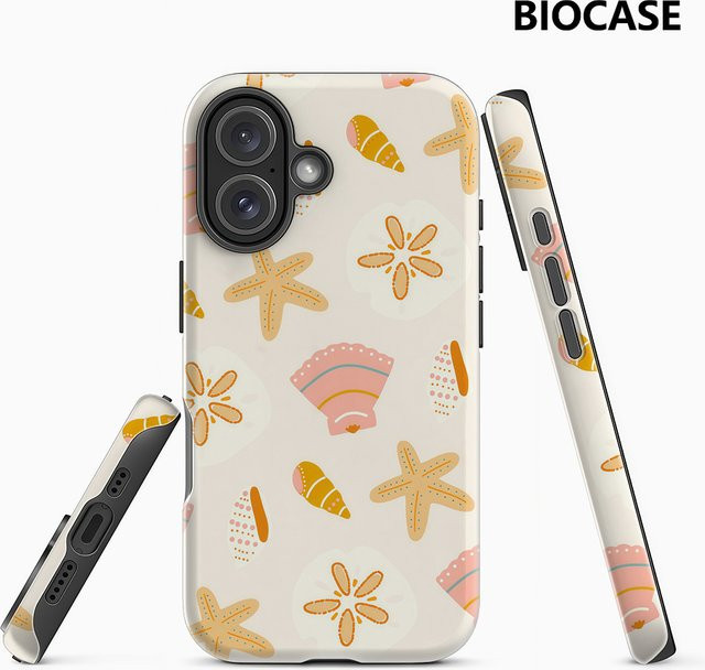 Potdemiel Handyhülle Cream Ocean Elements in Beige für iPhone 17 16 15 14 Pro Max Plus mit doppelschichtiger Rückabdeckung - Bild 1