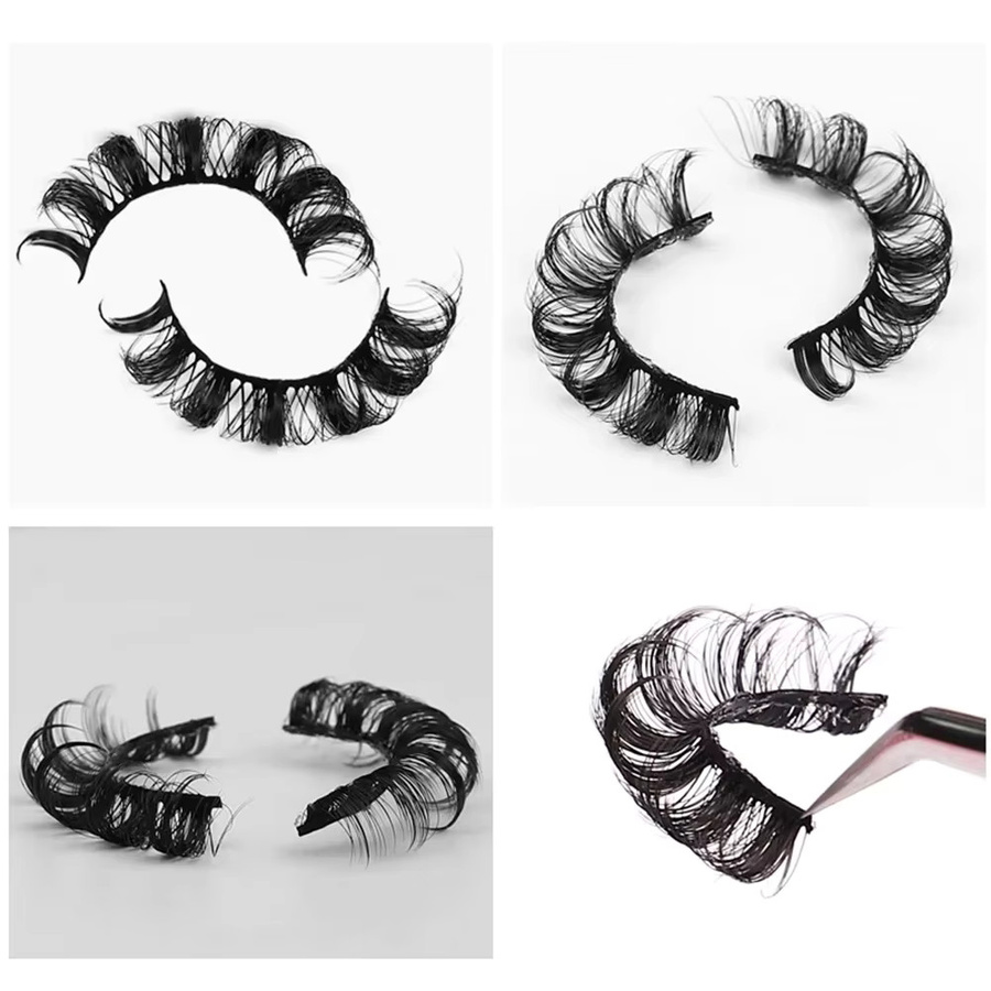 JIEFUXIN DD Curl 3D Mink Russian Strip Lashes, 10 Paar, Natürlich - Bild 4
