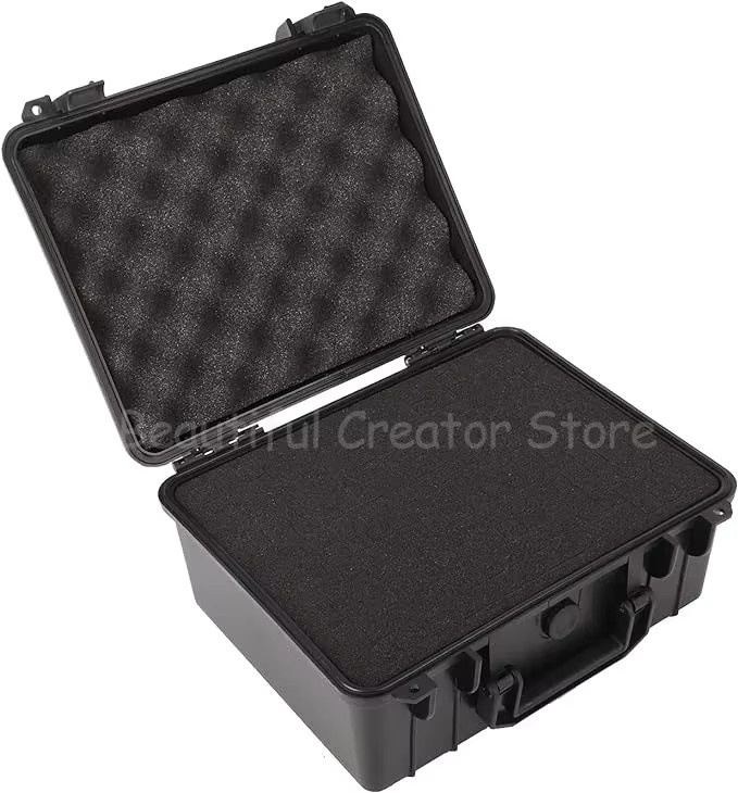 XMSJ Wasserdichter Hartschalenkoffer mit vorgeschnittenem Schaumstoff in Schwarz als Werkzeugkoffer und Organizer für Drohnen und Hardware - Bild 2