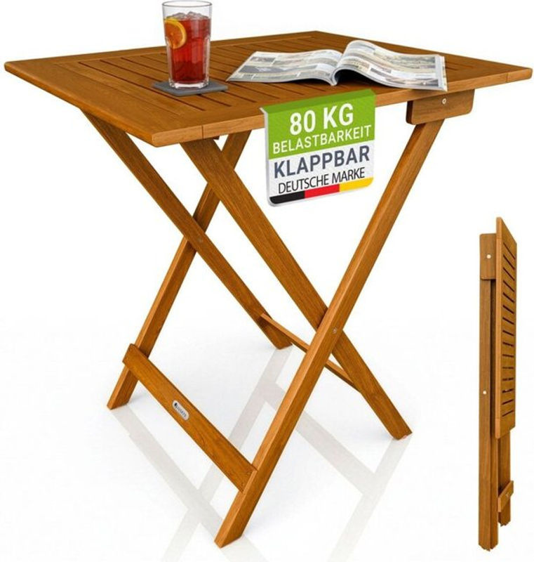 Juskys Beistelltisch Zadar XL Klappbar aus geöltem Akazienholz in Braun, B/T/H: 60 x 58 x 76 cm - Bild 2