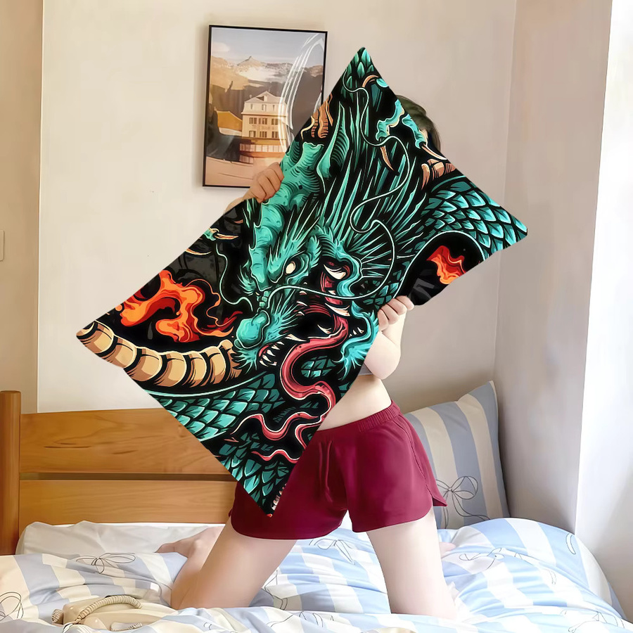 Red Dragon Dragon Art rechteckiger Kissenbezug mit buntem Grafikdesign, B/H: 30 x 30 cm - Bild 5