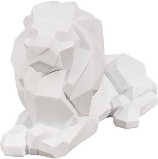 Abstrakte Löwen-Skulptur von YTO Home in Schwarz und Weiß, minimalistische Tier-Dekoration aus Harz für dein Zuhause, Höhe: 15,0 cm, Breite: 26,0 cm, Tiefe: 15,0 cm - Bild 1