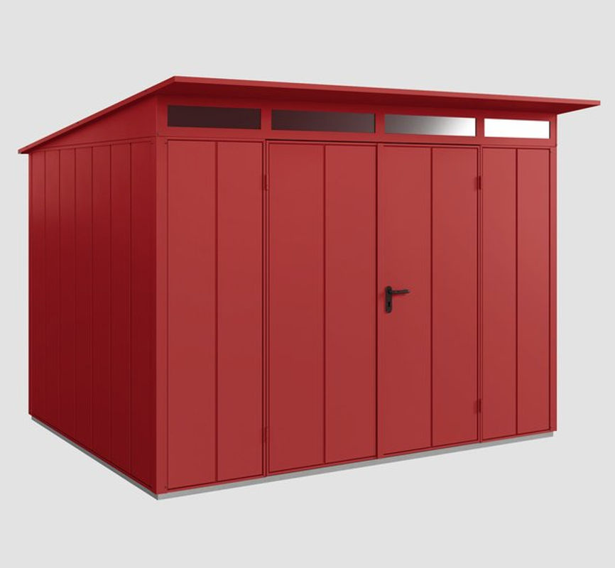 Ecostar Gerätehaus Elegant-P aus Metall in Rot mit Pultdach und Doppeltür, B/H/T: 302,8 x 232,3 x 238 cm - Bild 3