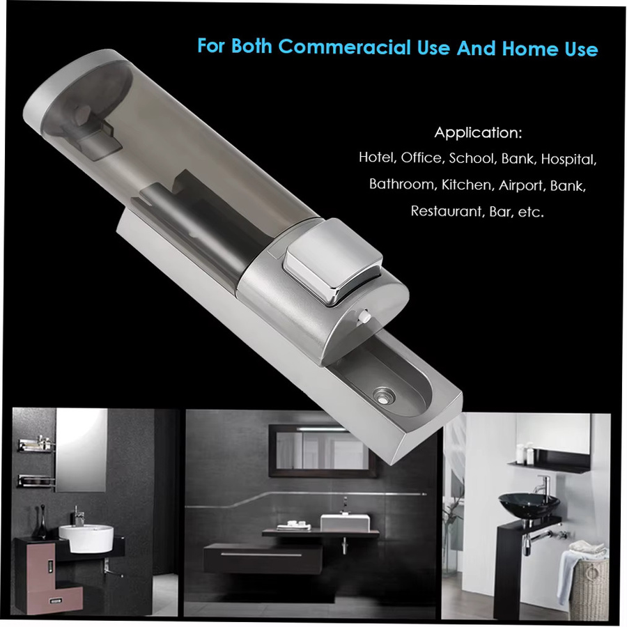 YOSOO Manueller Wand-Seifenspender mit Pumpe aus Kunststoff in Weiß zur Montage mit Klebeband für Flüssigshampoo und Duschgel - Bild 3
