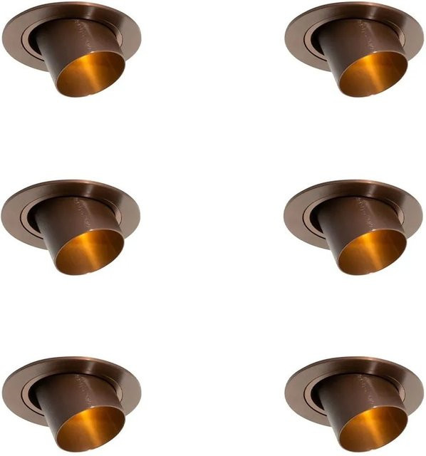 QAZQA Set mit 6 runden Einbaustrahlern in Dunkelbronze, GU10, kippbar, Durchmesser: 35 mm - Bild 1
