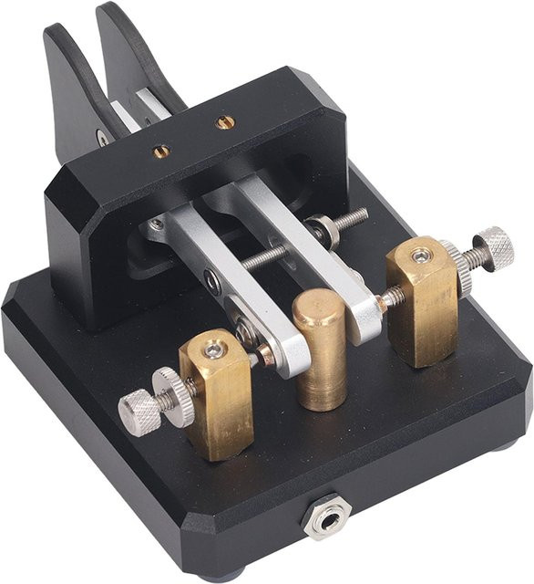 Automatischer Morse-Tapper mit Doppelpaddel für CW Kurzwellen Telegramm Training in Schwarz und Silber mit 3,5 mm Klinkenanschluss - Bild 1