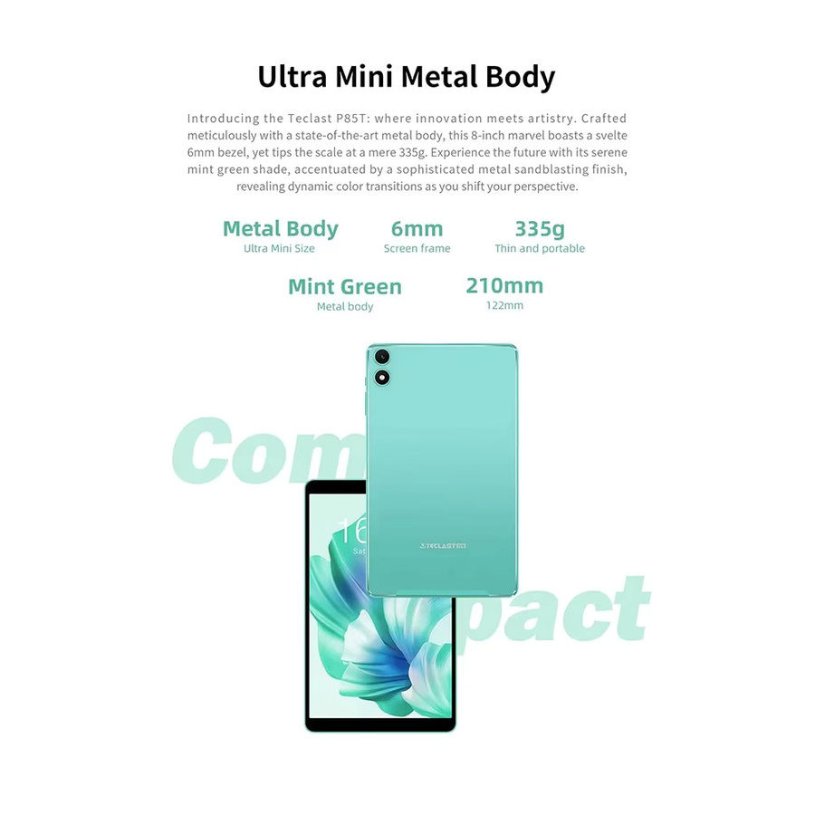 Teclast P85T Tablet mit Android 14, 8 Zoll IPS Display, 10GB RAM, 64GB ROM, WiFi und 4G LTE, 5000mAh Akku - Bild 2