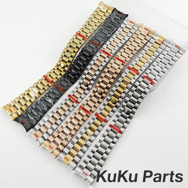 HUANXIAO Uhrenarmband Präsidentenarmband, Edelstahl, 20 mm, Silber - Bild 1