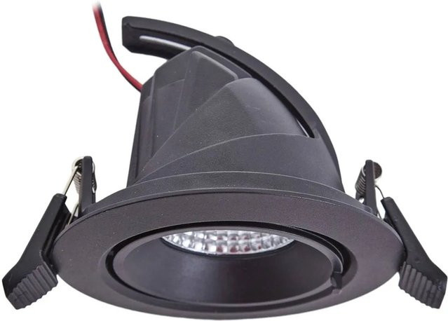Harcos Arcchio LED Hochvolt Einbaustrahler Schwarz aus Aluminium, 1-flammige moderne Wohnzimmerleuchte rund - Bild 1