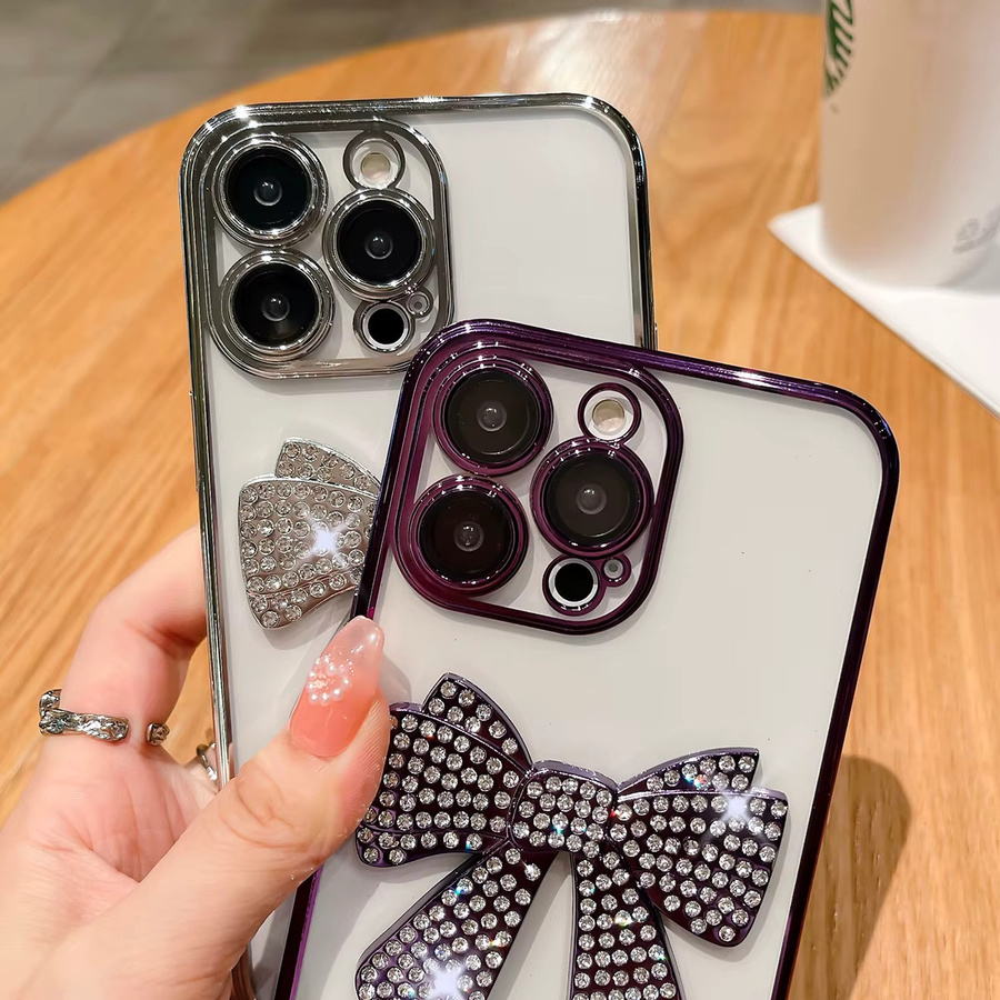 Caynes Stoßfeste Acryl Handyhülle mit Schleifen-Design für iPhone Modelle in Transparent oder Schwarz - Bild 3