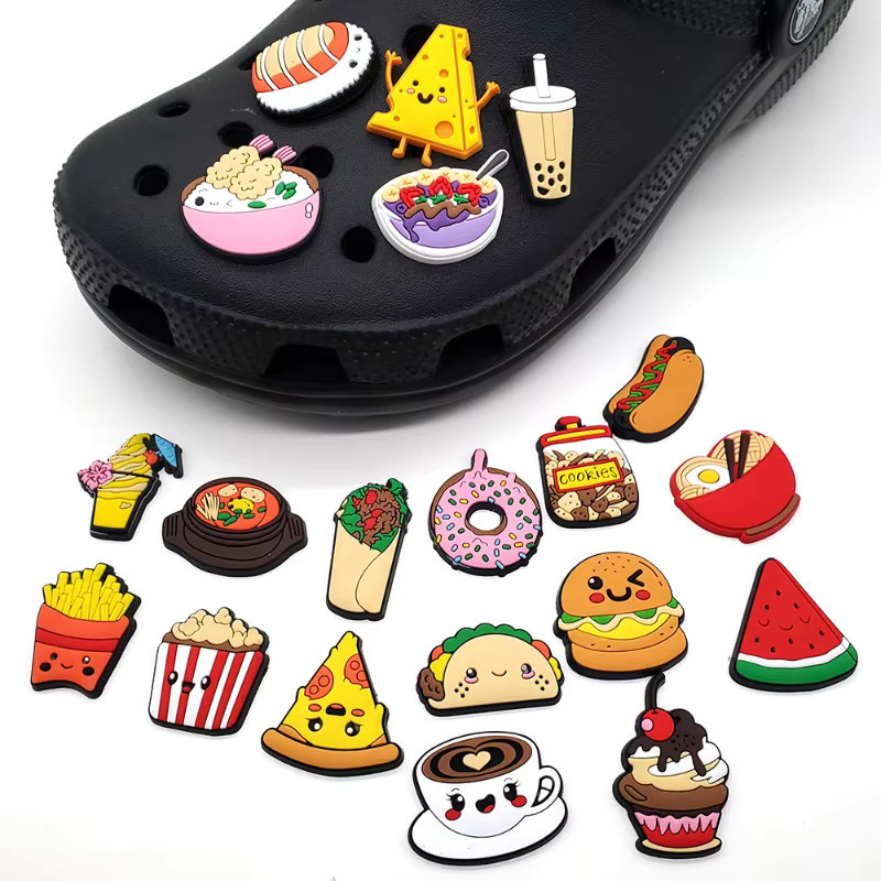 Mesuca Schuh-Charms Set, Cartoon Burger Pizza Boba, PVC - Bild 4