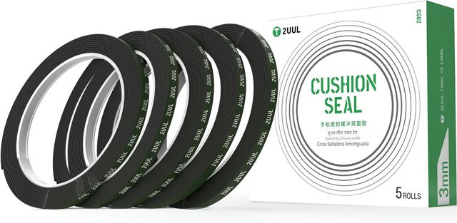 2UUL CS01 Klebeband Set, doppelseitiges Schaumstoff-Klebeband, Schwarz, 5 Stück, Breite: 3 mm - Bild 1