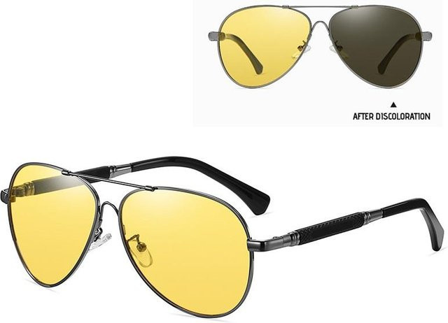 AORON Sonnenbrille Aviator, Metall, polarisiert, gelb, Unisex - Bild 1