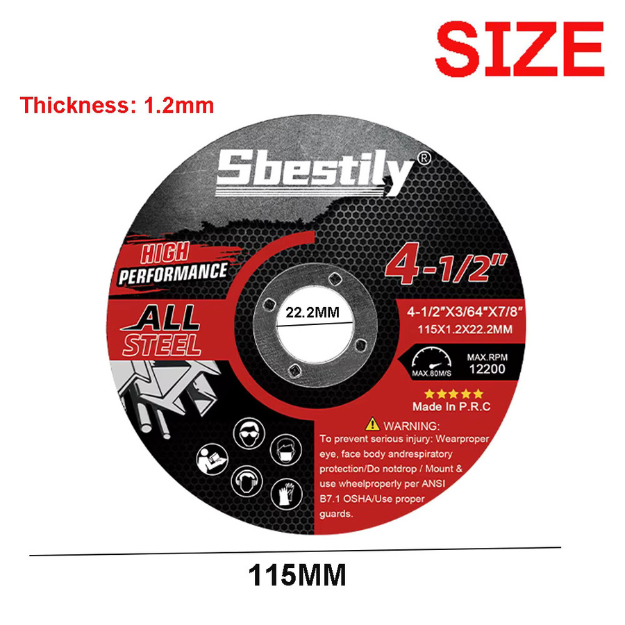 Sbestily Trennscheibe 115 mm für Winkelschleifer, Schwarz, Schneidscheibe für Metall, Stahl, Kupfer und Holz - Bild 2