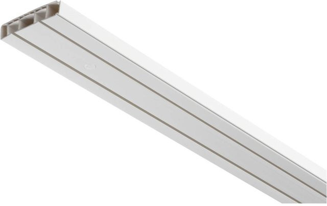 Boviva Gardinenschiene aus Kunststoff in Weiß, gerade, Länge: 120 cm, 2 Läufe - Bild 1
