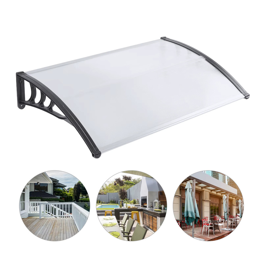 Bymaocar Vordertürüberdachung transparent, moderne Markisenüberdachung für Türen und Balkone, Breite: 200 cm - Bild 2