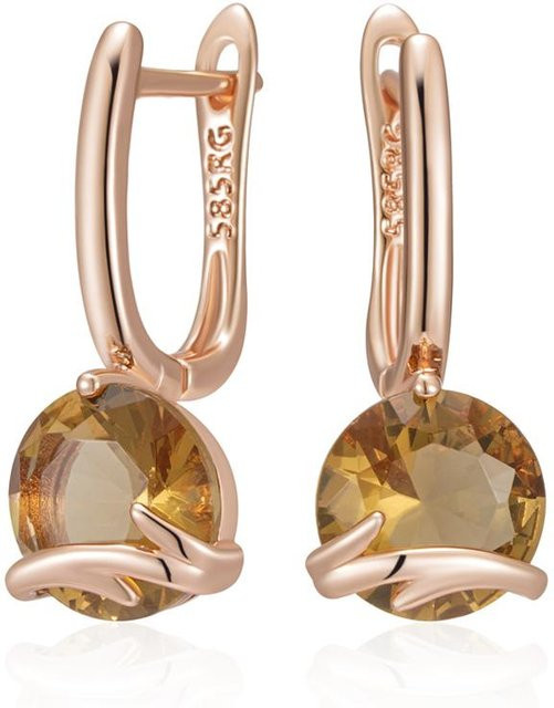 Hängeohrringe Kupfer, Roségold, Zirkonia, Damen - Bild 1