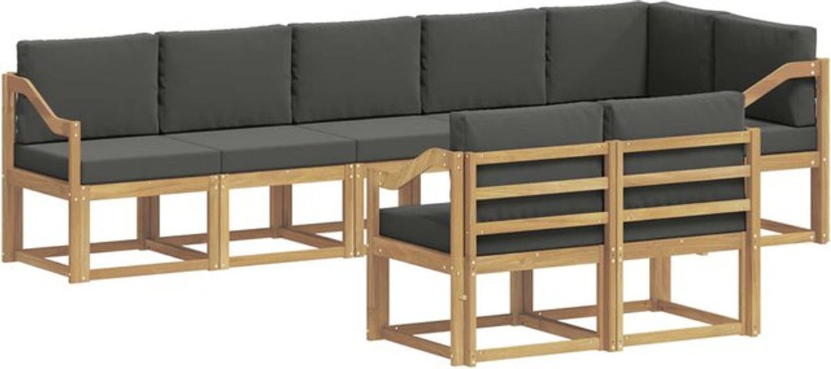 Modernes 8-teiliges Outdoor-Sofagarnitur Loungemöbel Set von vidaXL aus Akazie und Polyester in Weiß und Anthrazit - Bild 1