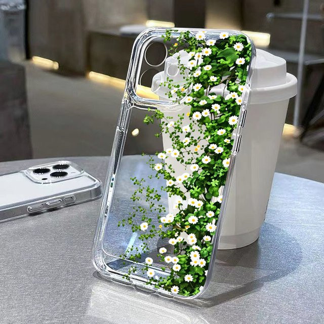 Transparente Handyhülle mit Gänseblümchen-Blumenmuster für Samsung Galaxy S26 S25 Ultra S24 S23 S22 FE A57 A56 A55 A37 A26 A17 A16 A07 5G mit Pflanzenblatt-Design - Bild 1