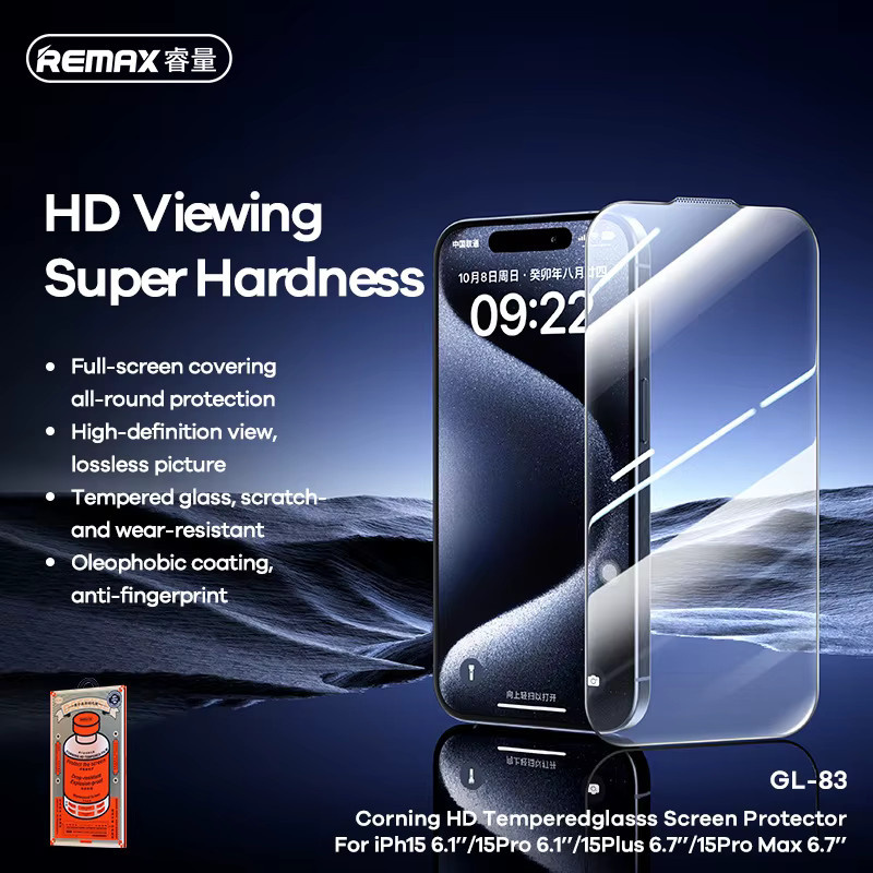 Remax Corning HD Panzerglas Displayschutz für iPhone 17 Pro, 17 Pro Max und iPhone 18 Pro, 18 Pro Max sowie iPhone 16 und 15 Serie, transparent - Bild 2