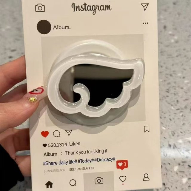 Magnetischer 3D-Flügel Make-up-Spiegel und Griptok-Halter für MagSafe, weißer Telefon-Fingerring-Ständer für iPhone 17, 16, 15, 14, 13 - Bild 1