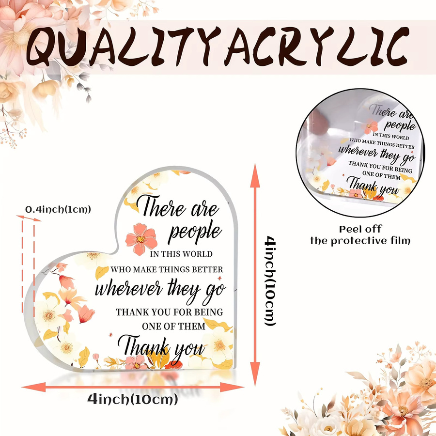 Personalisierte Blumen-Herz-Acryl-Trophäe von CIFBUY in Transparent und Grün als individuelles Dankeschön-Geschenk - Bild 5