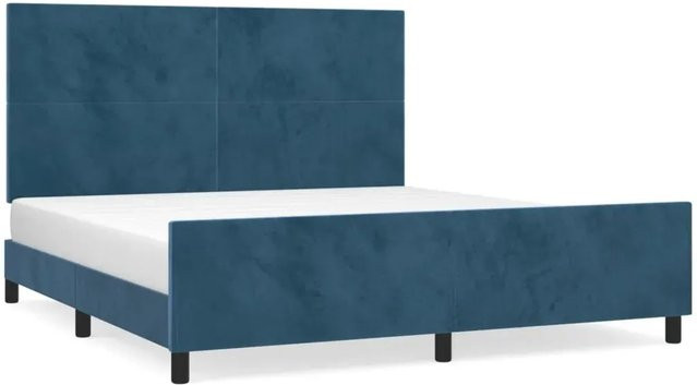 vidaXL Bettgestell mit Kopfteil aus Samt in Dunkelblau, B/T/H: 160 x 200 x 128 cm - Bild 1
