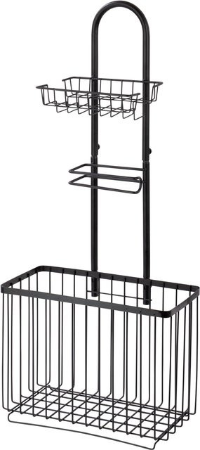 Genialo Toilettenpapierhalter aus Metall mit Ablage und Vorratskorb in Schwarz, Wandmontage - Bild 1