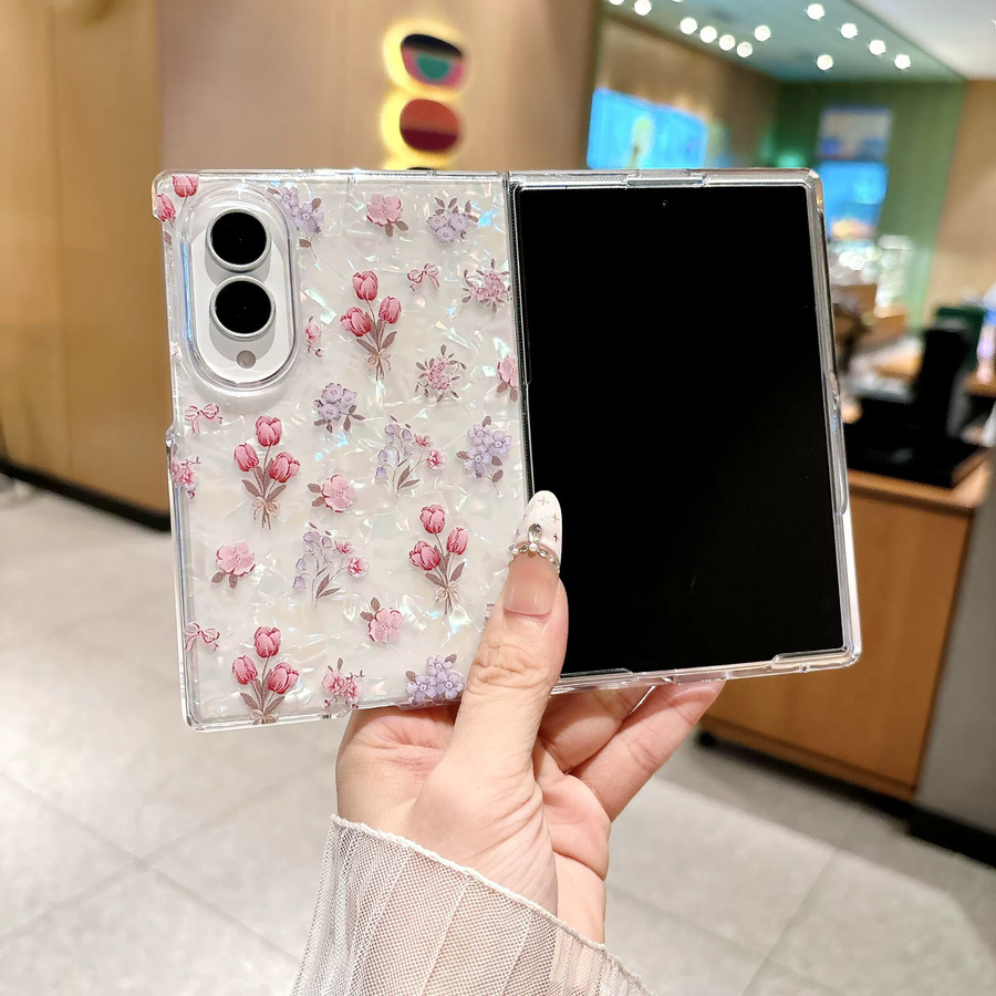 Samsung Galaxy Z Fold 8 Schutzhülle mit buntem Glitzer-Muschelmuster in Multicolor aus hartem PC - Bild 2