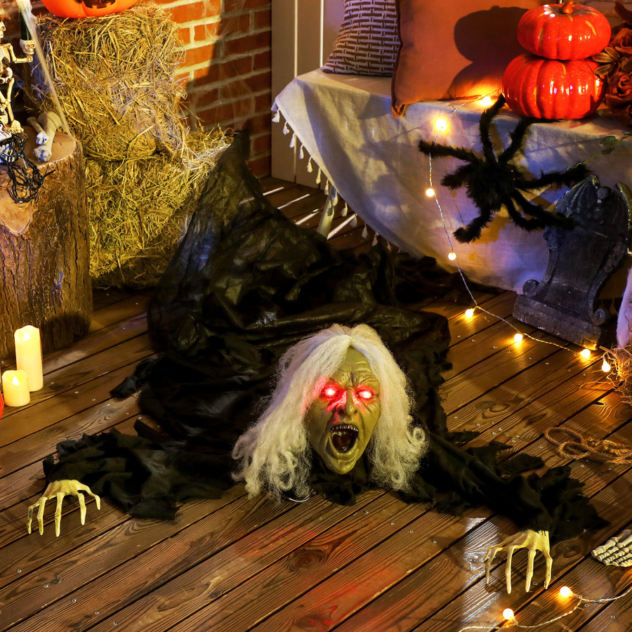 Outsunny Halloween Zombie-Deko in Lebensgröße mit LED-Lichtern und Soundfunktion, Farbe: Multicolour, Höhe: 183 cm - Bild 2