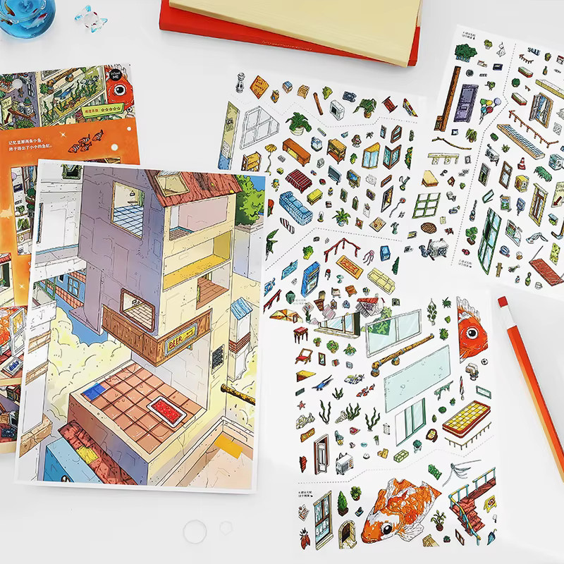Mr. Paper My Cottage Sticker Serie 20, 2er-Pack weiße PET-Karten für 2,5D-Diorama und Tagebuchdekoration - Bild 2