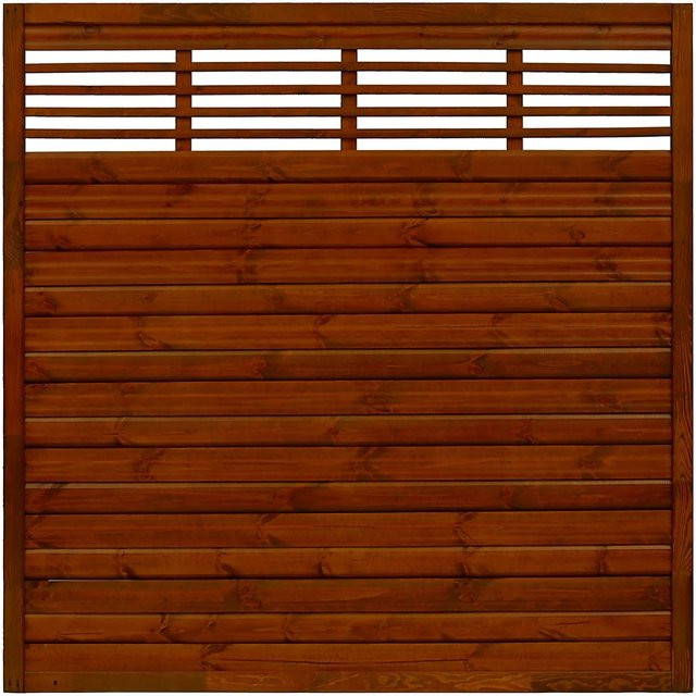 Sichtschutzzaun Element Nicea von Andrewex aus Kiefernholz in Braun, 3-fach lasiert, B/H: 180 x 180 cm - Bild 1