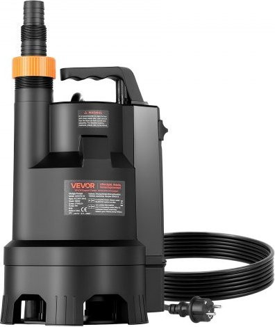 VEVOR 690W Tauchpumpe aus Kunststoff in Schwarz für Schmutzwasser und sauberes Wasser mit automatischem Schwimmerschalter, 17500 L/h Förderleistung und 9m Förderhöhe - Bild 1