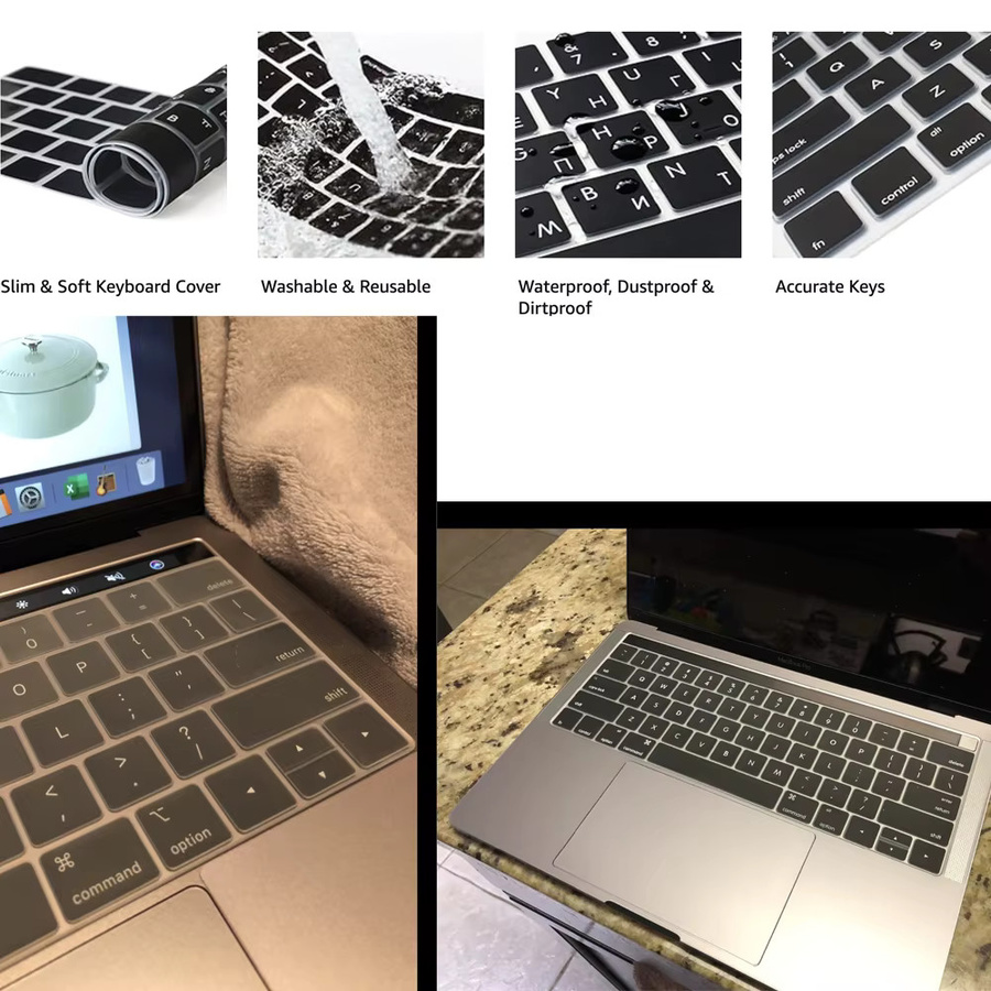 Transparente Tastaturabdeckung für Apple MacBook Pro mit Touch Bar 13 und 15 Zoll (Modell A2159, A1706, A1707, A1989, A1990) - Bild 3